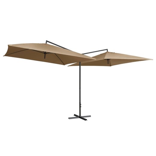 Doppelsonnenschirm mit Stahlmast 250250 cm Taupe