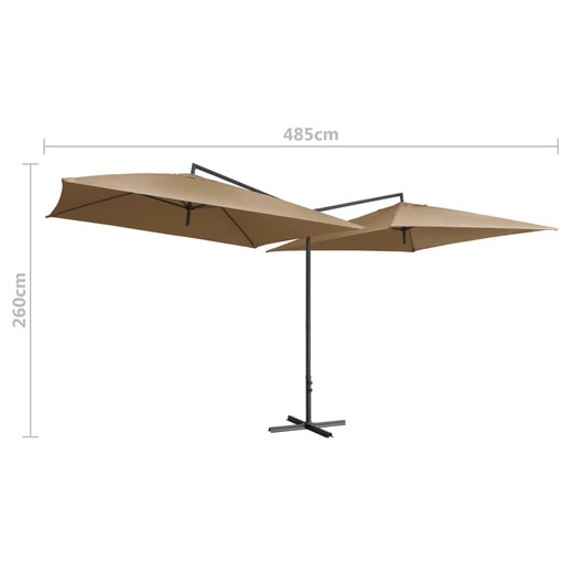 Doppelsonnenschirm mit Stahlmast 250250 cm Taupe