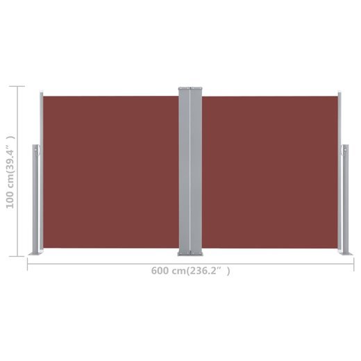 Ausziehbare Seitenmarkise Braun 100 x 600 cm