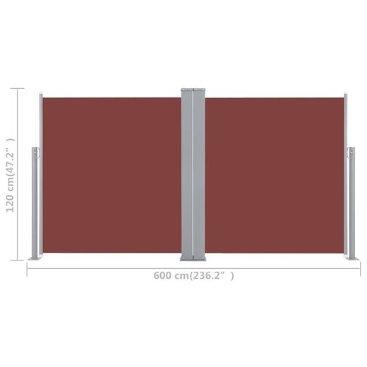 Ausziehbare Seitenmarkise Braun 120 x 600 cm