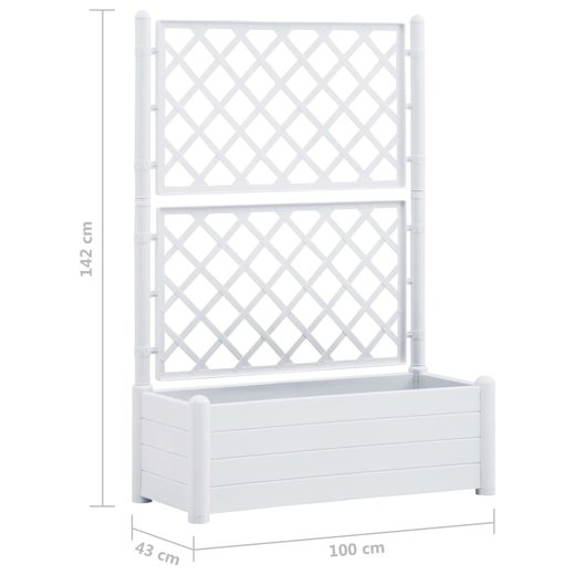 Pflanzkbel mit Spalier 100x43x142 cm PP Wei