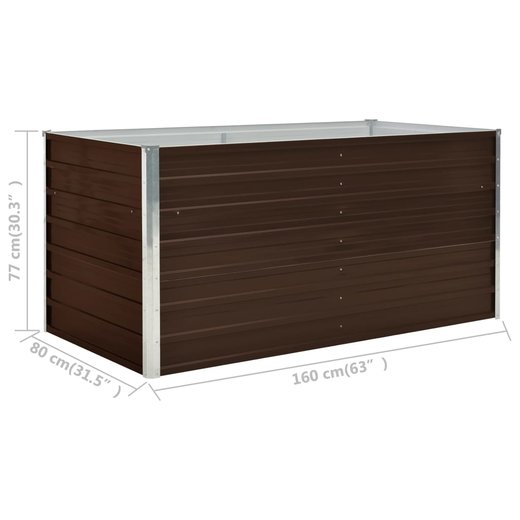 Hochbeet Braun 160 x 80 x 77 cm Verzinkter Stahl