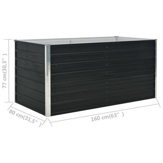 Hochbeet Anthrazit 160 x 80 x 77 cm Verzinkter Stahl