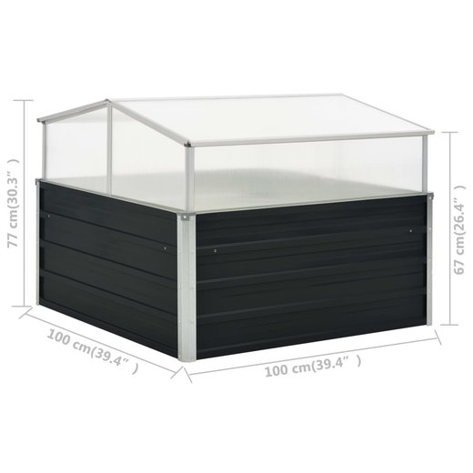Gewchshaus Anthrazit 100x100x77 cm Verzinkter Stahl