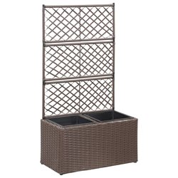 Hochbeet mit Rankgitter 2 Tpfe 5830107cm Poly Rattan...