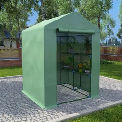 Gewchshaus mit Regalen Stahl 143x143x195 cm