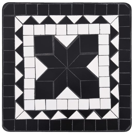 Mosaik-Beistelltisch Schwarz und Weiß Keramik
