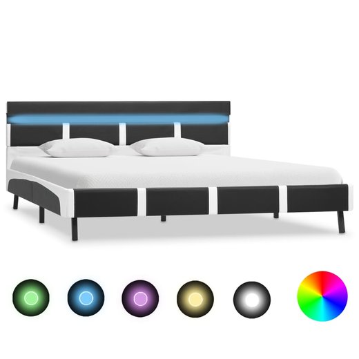 Bettgestell mit LED Grau Kunstleder 160200 cm