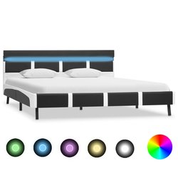 Bettgestell mit LED Grau Kunstleder 160200 cm