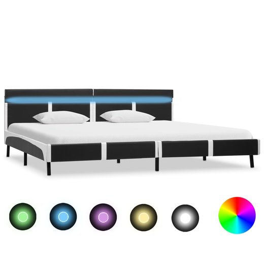 Bettgestell mit LED Grau Kunstleder 180200 cm