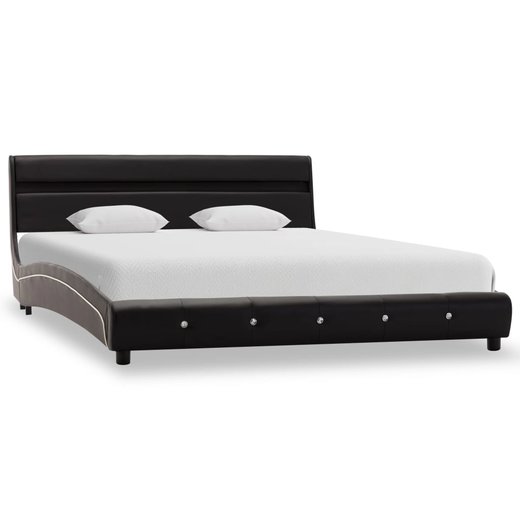 Bettgestell mit LED Schwarz Kunstleder 140200 cm