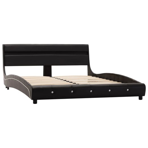 Bettgestell mit LED Schwarz Kunstleder 140200 cm