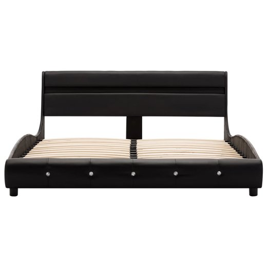Bettgestell mit LED Schwarz Kunstleder 140200 cm