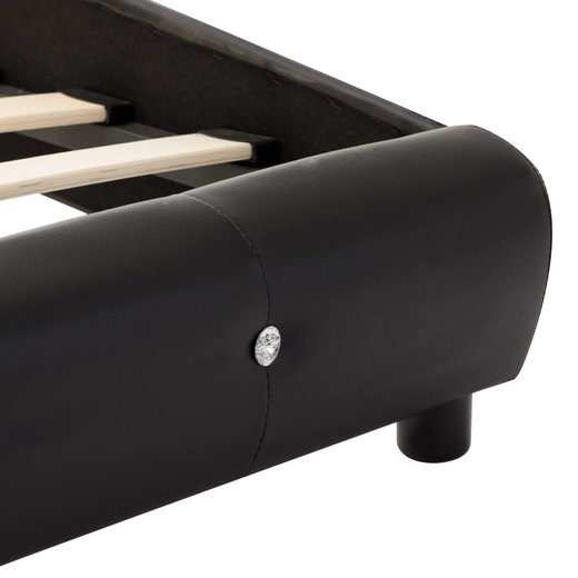 Bettgestell mit LED Schwarz Kunstleder 140200 cm