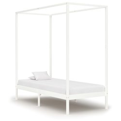 Himmelbett-Gestell Wei Massivholz Kiefer 90 x 200 cm