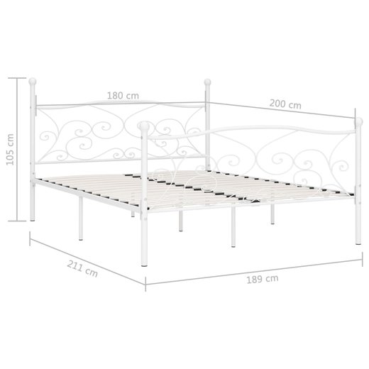 Bettgestell mit Lattenrost Wei Metall 180  200 cm