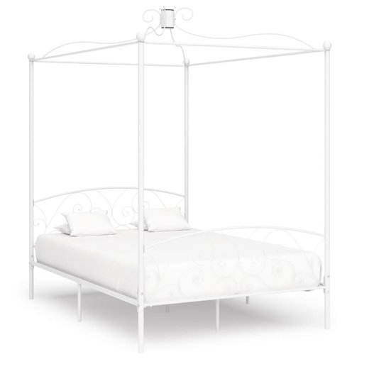 Himmelbett-Gestell Wei Metall 140 x 200 cm
