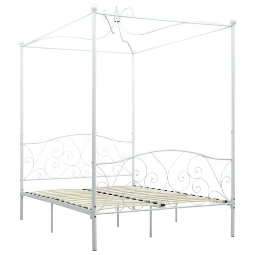Himmelbett-Gestell Wei Metall 140 x 200 cm
