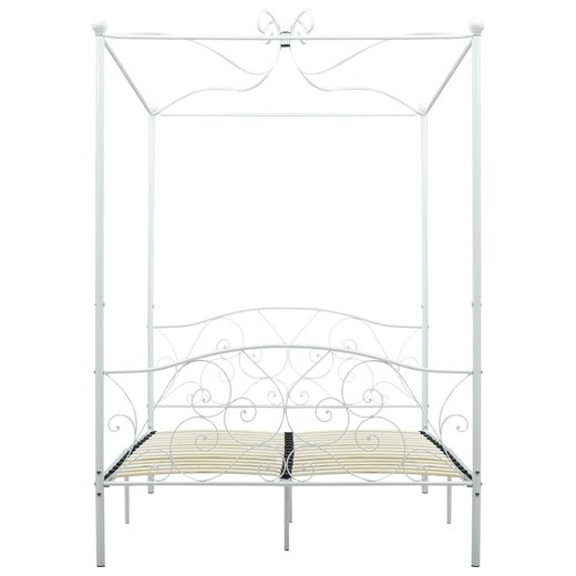 Himmelbett-Gestell Wei Metall 140 x 200 cm
