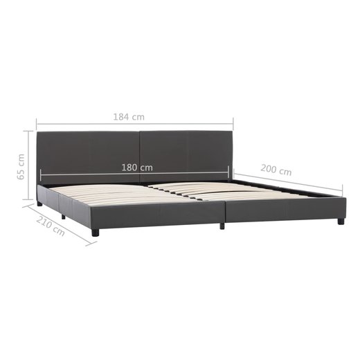Bettgestell Grau Kunstleder 180 x 200 cm