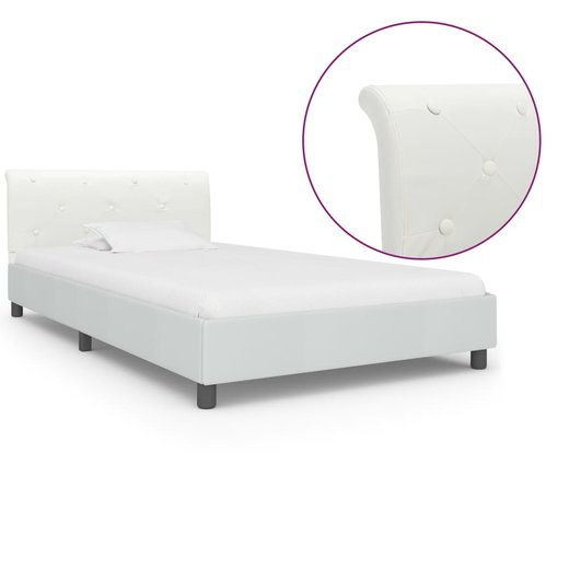 Bettgestell Wei Kunstleder 90 x 200 cm