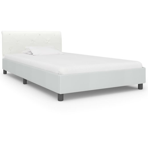 Bettgestell Wei Kunstleder 90 x 200 cm