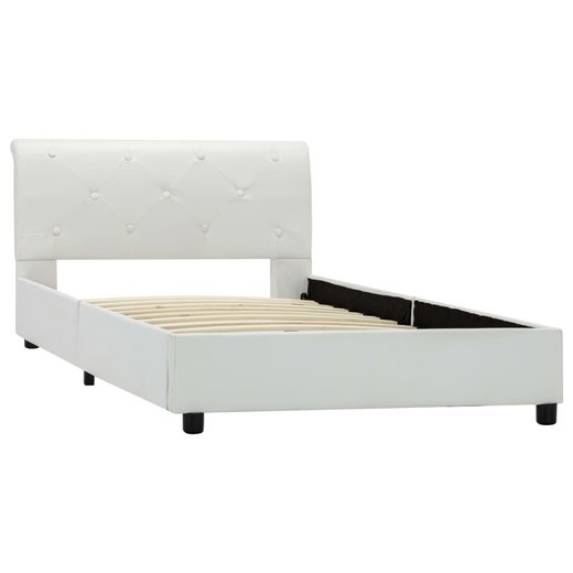 Bettgestell Wei Kunstleder 90 x 200 cm