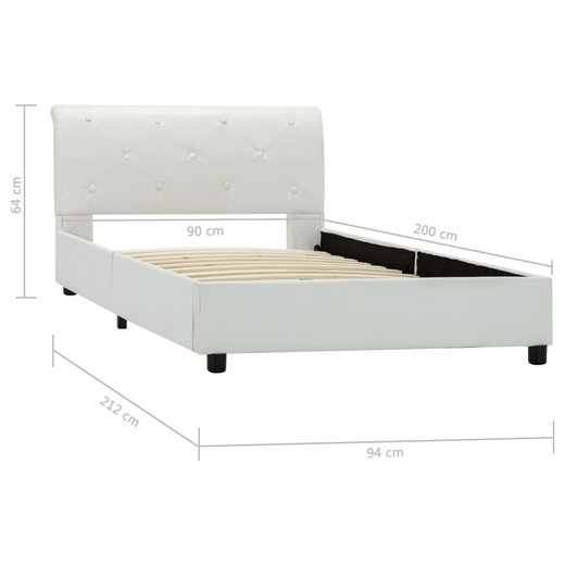 Bettgestell Wei Kunstleder 90 x 200 cm