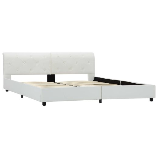 Bettgestell Wei Kunstleder 160 x 200 cm