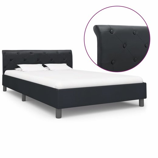 Bettgestell Schwarz Kunstleder 140  200 cm