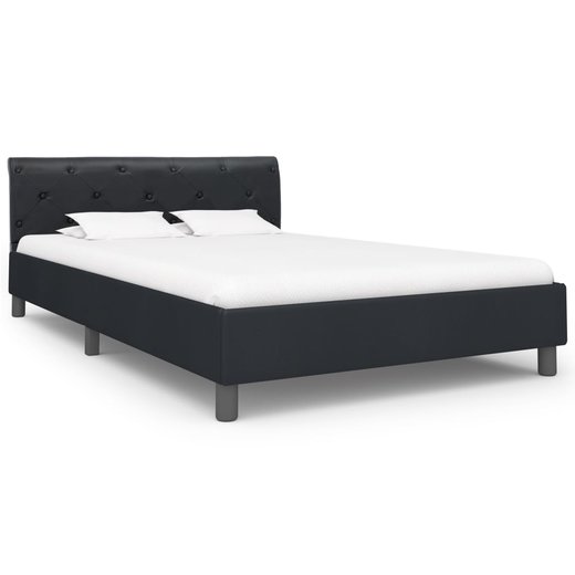 Bettgestell Schwarz Kunstleder 140  200 cm