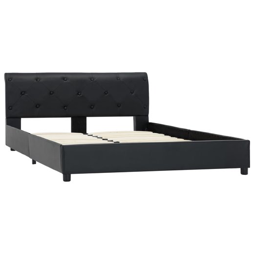Bettgestell Schwarz Kunstleder 140  200 cm