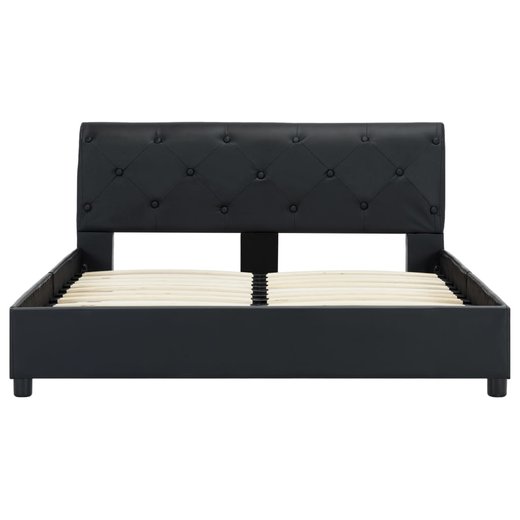 Bettgestell Schwarz Kunstleder 140  200 cm