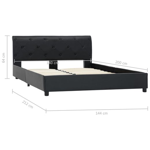 Bettgestell Schwarz Kunstleder 140  200 cm