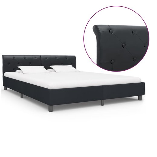 Bettgestell Schwarz Kunstleder 180  200 cm