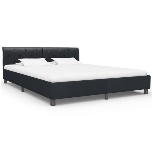 Bettgestell Schwarz Kunstleder 180  200 cm