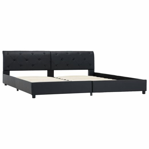 Bettgestell Schwarz Kunstleder 180  200 cm