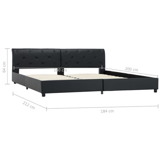 Bettgestell Schwarz Kunstleder 180  200 cm