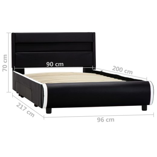 Bettgestell mit LED Schwarz Kunstleder 90x200 cm