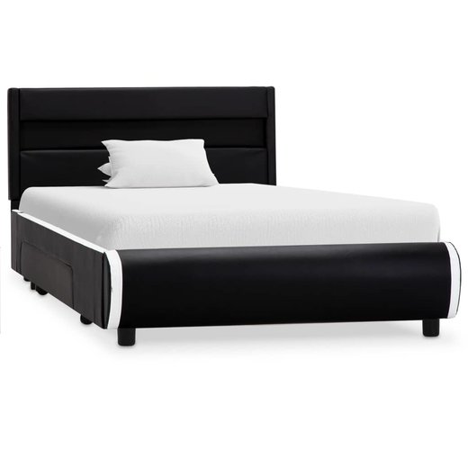 Bettgestell mit LED Schwarz Kunstleder 90x200 cm