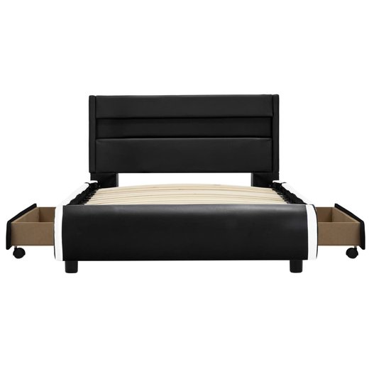 Bettgestell mit LED Schwarz Kunstleder 90x200 cm
