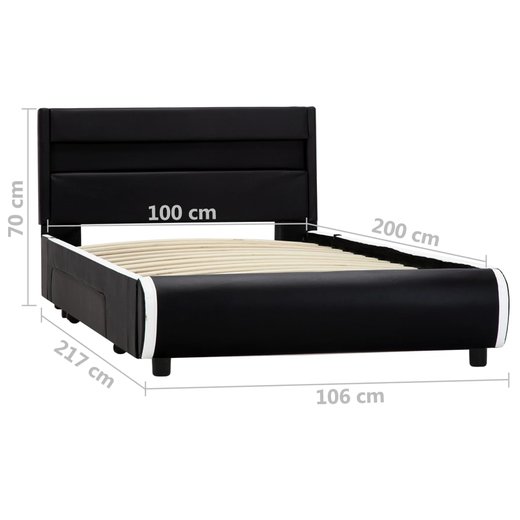 Bettgestell mit LED Schwarz Kunstleder 100  200 cm