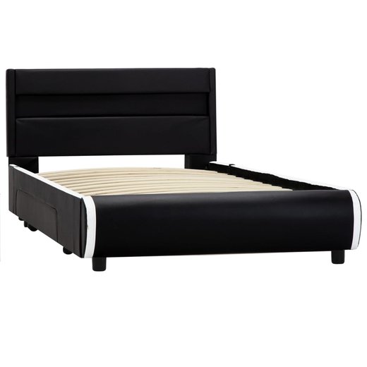 Bettgestell mit LED Schwarz Kunstleder 100  200 cm