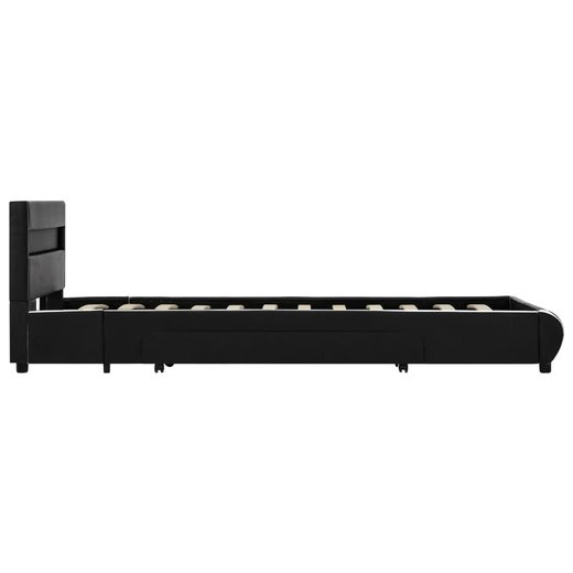 Bettgestell mit LED Schwarz Kunstleder 100  200 cm