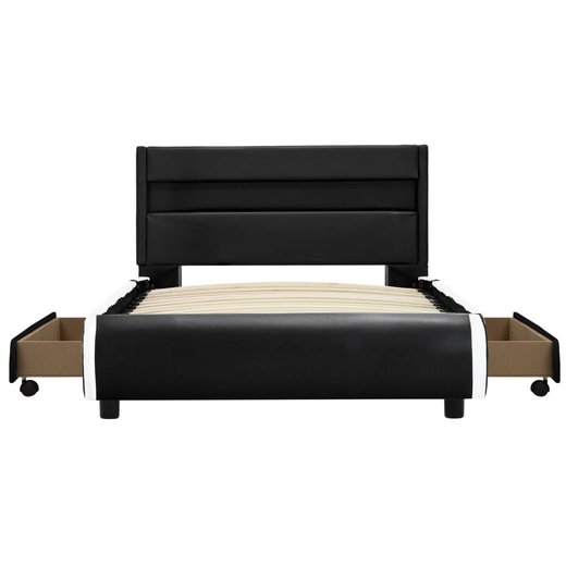 Bettgestell mit LED Schwarz Kunstleder 100  200 cm