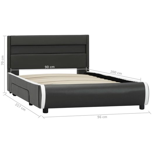 Bettgestell mit LED Anthrazit Kunstleder 90x200 cm