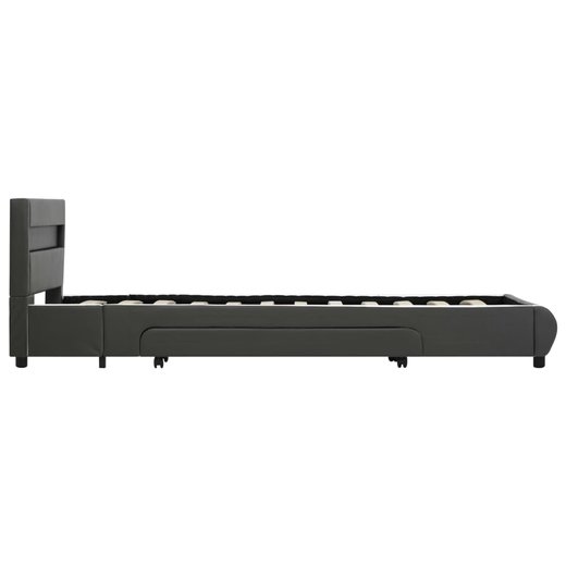 Bettgestell mit LED Anthrazit Kunstleder 90x200 cm