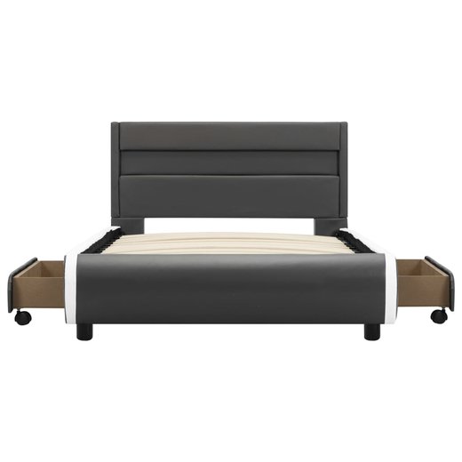 Bettgestell mit LED Anthrazit Kunstleder 90x200 cm