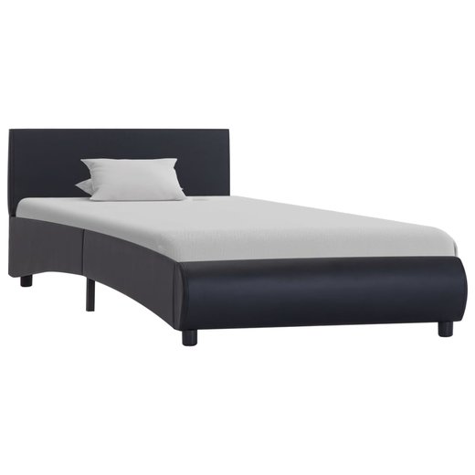 Bettgestell mit LED Schwarz Kunstleder 90 x 200 cm