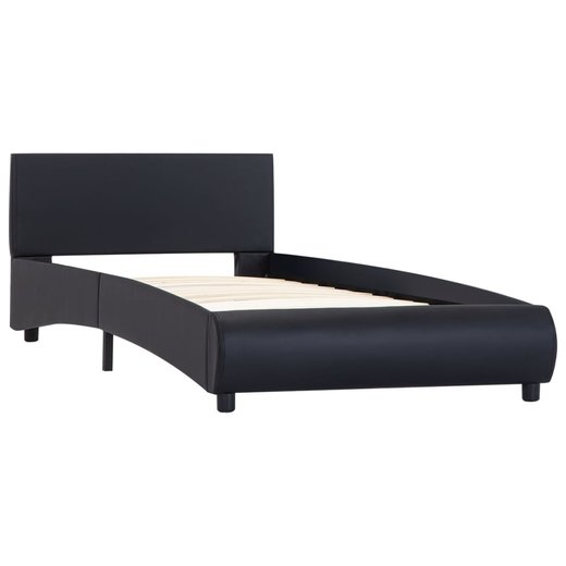 Bettgestell mit LED Schwarz Kunstleder 90 x 200 cm